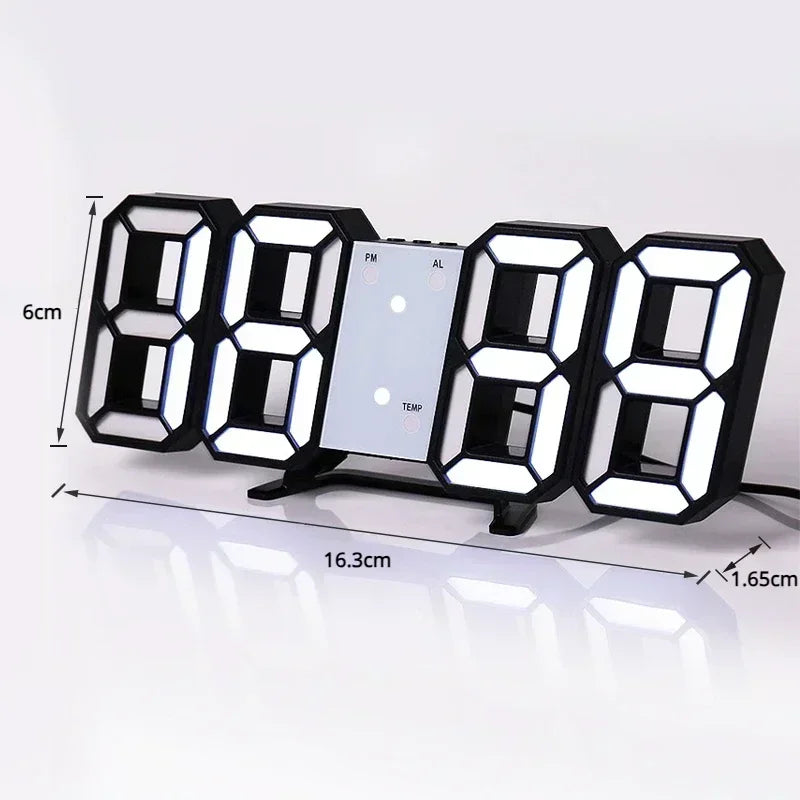 3D LED Digital Clock Wall Decoration for Bedroom Adjustable Electronic