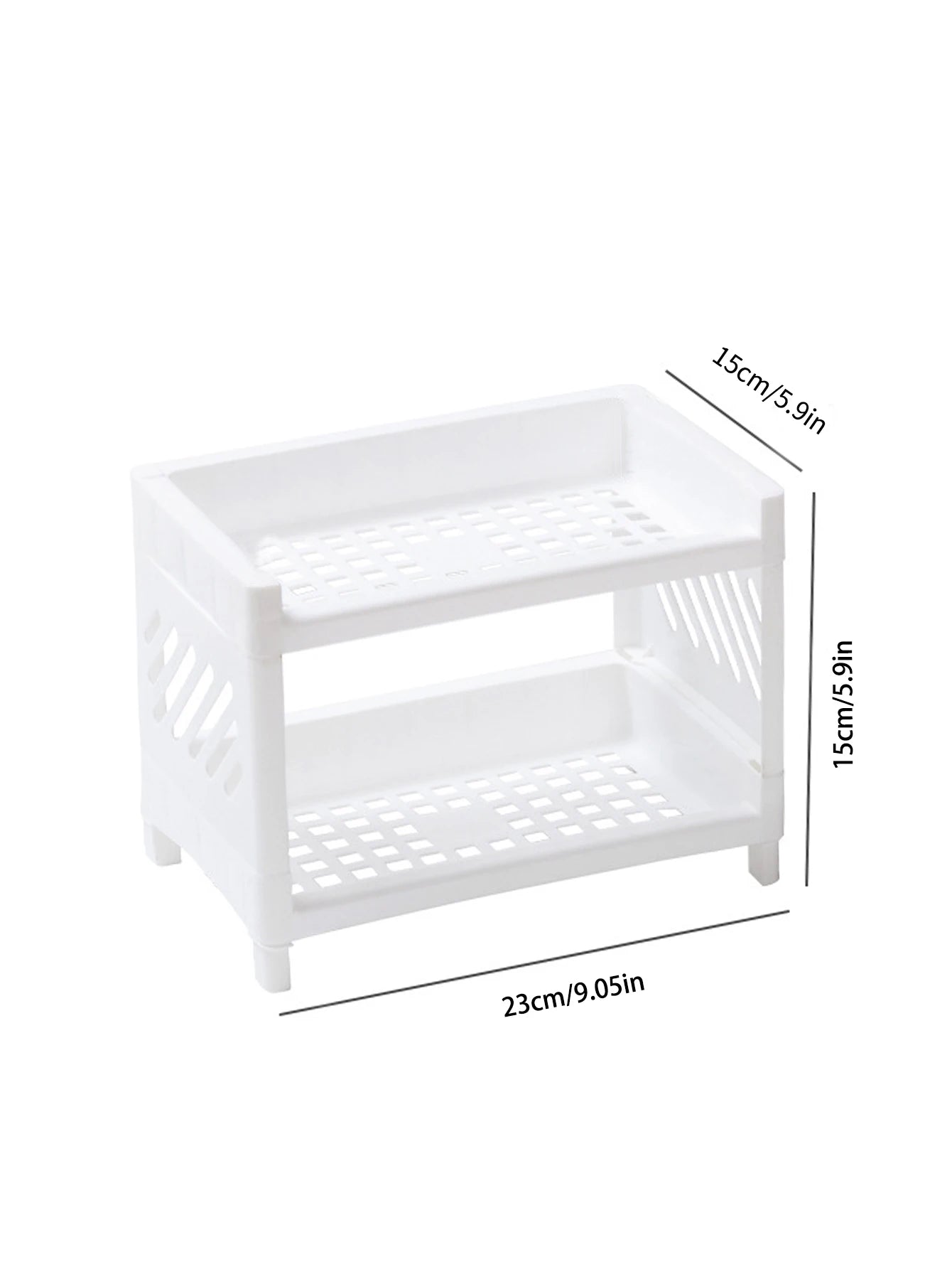 1PC Desktop Double Layer Storage Rack Rectangular White