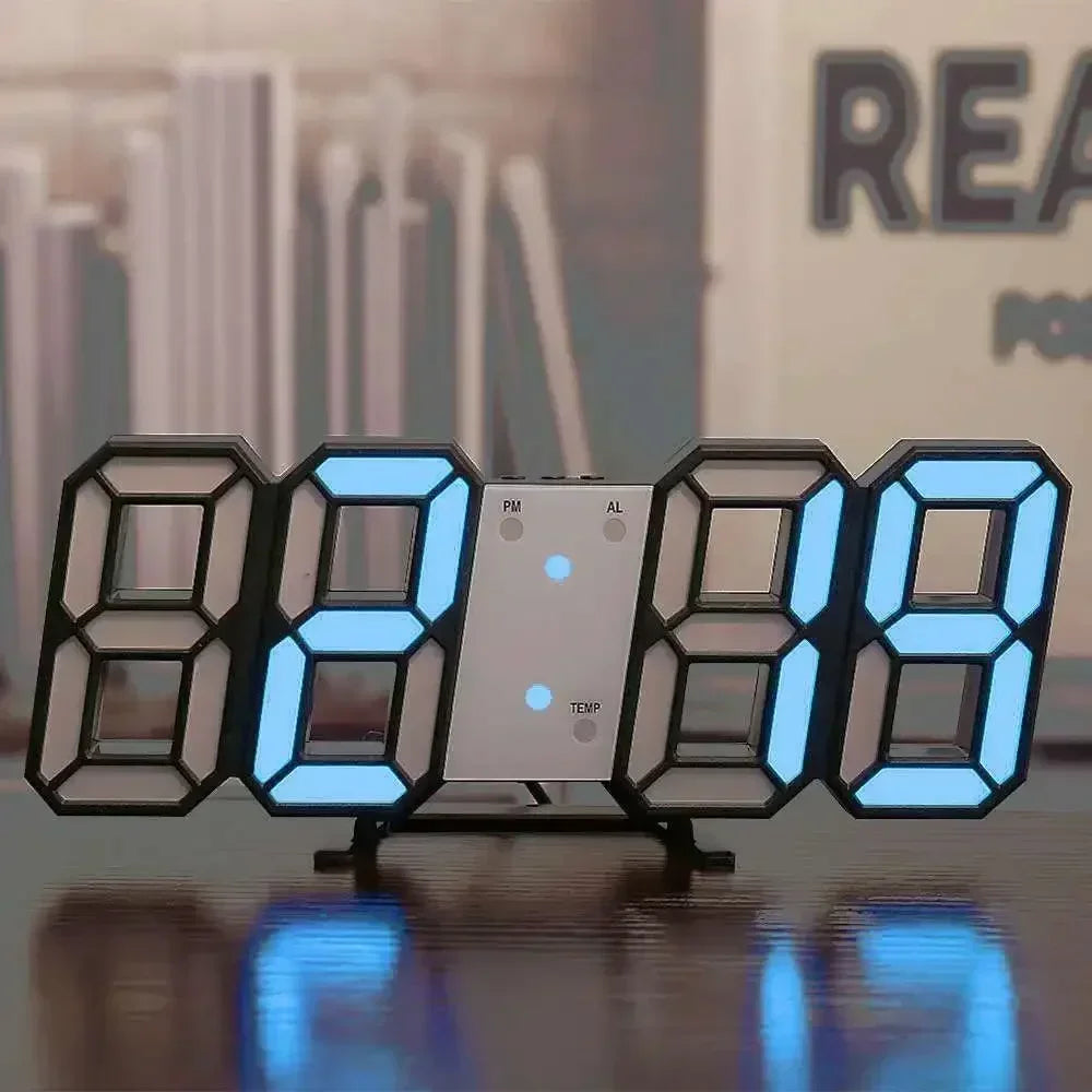 3D LED Digital Clock Wall Decoration for Bedroom Adjustable Electronic