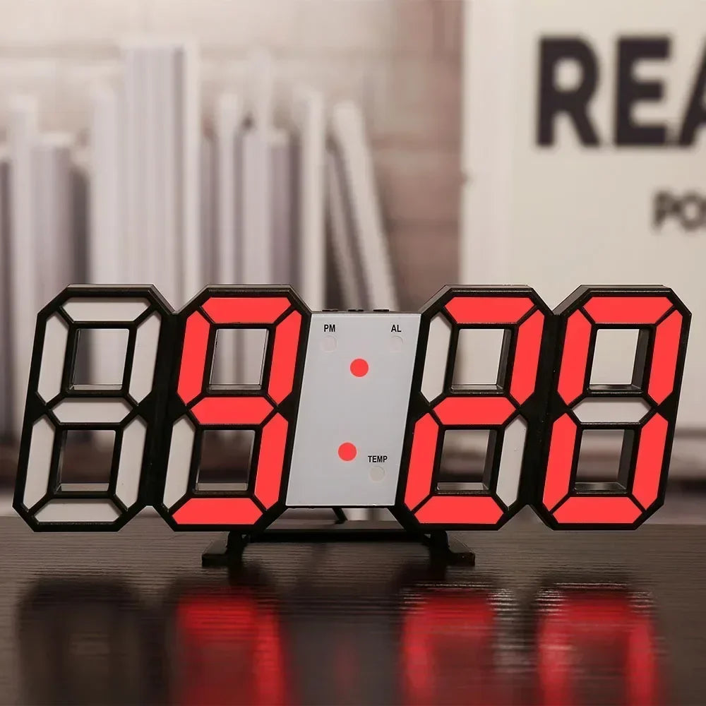 3D LED Digital Clock Wall Decoration for Bedroom Adjustable Electronic