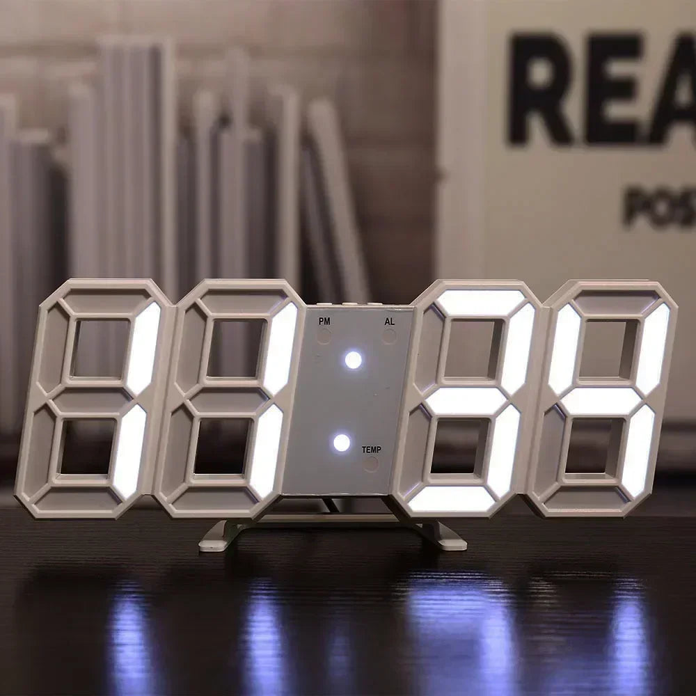 3D LED Digital Clock Wall Decoration for Bedroom Adjustable Electronic