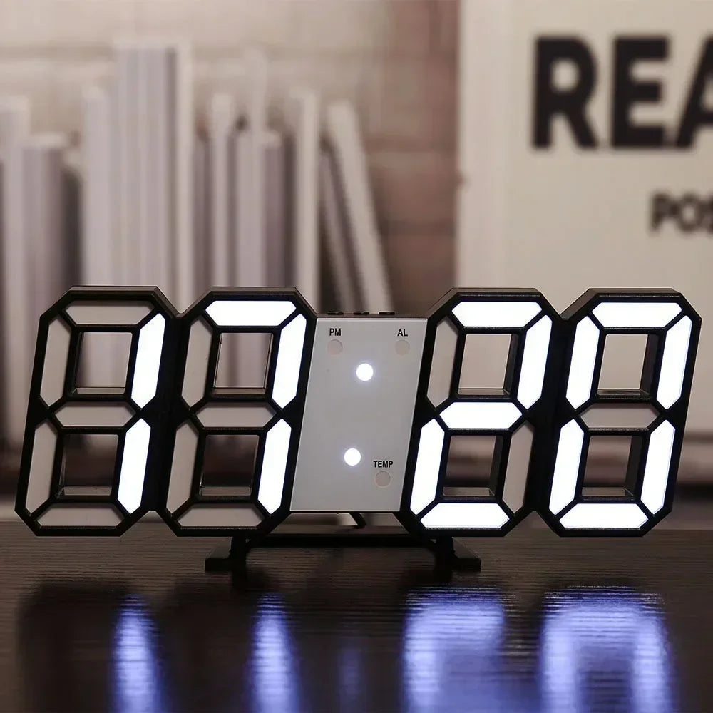 3D LED Digital Clock Wall Decoration for Bedroom Adjustable Electronic