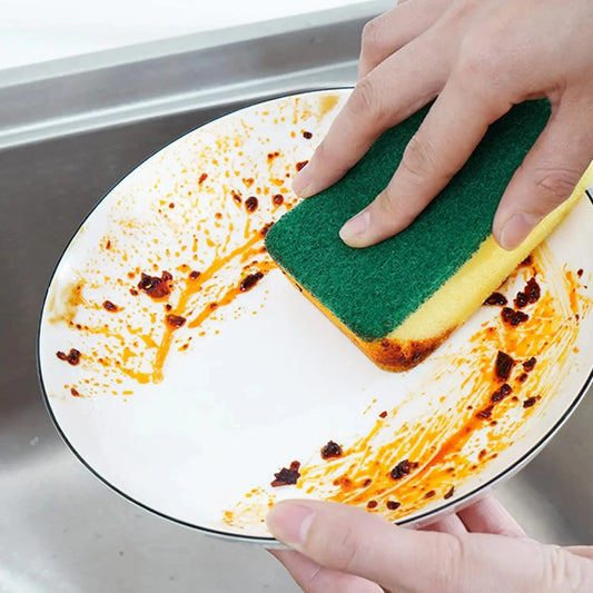 Highly absorbent double-sided sponge, washing tool