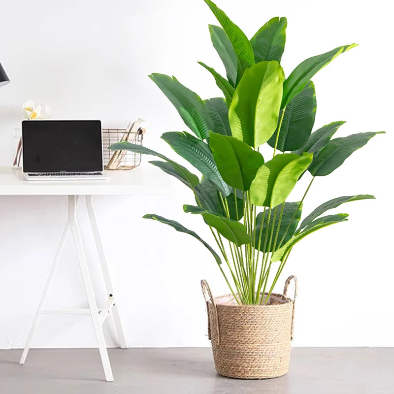1pc Artificial Plants Large Tropical Palm Tree Fake Plants Leaves Real Touch, For Home Garden Party Decor