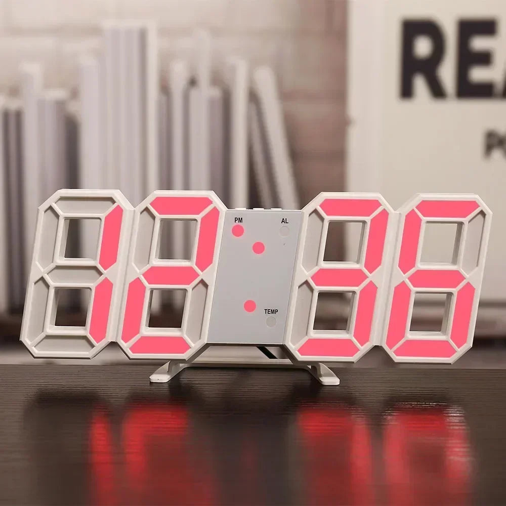 3D LED Digital Clock Wall Decoration for Bedroom Adjustable Electronic